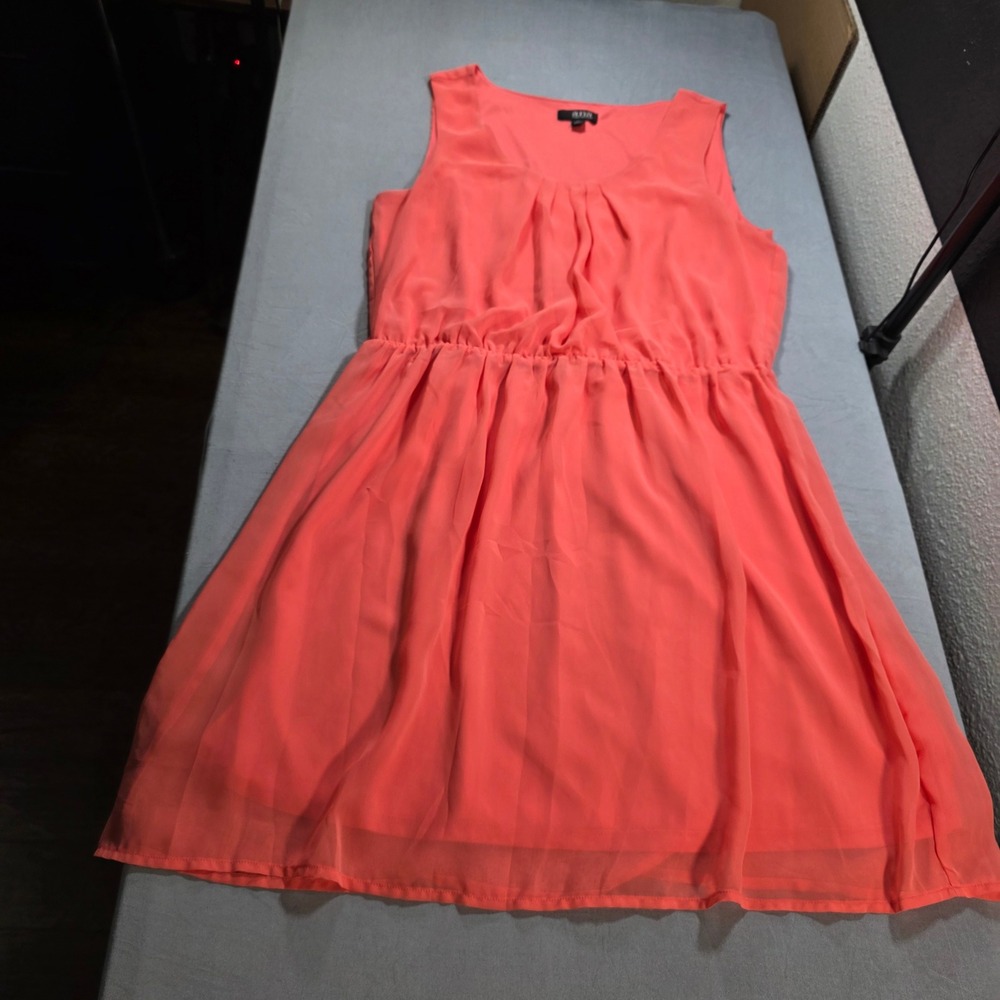 a.n.a A New Approach Women Coral Chiffon Sleeveless Fit & Flare Dress Size L